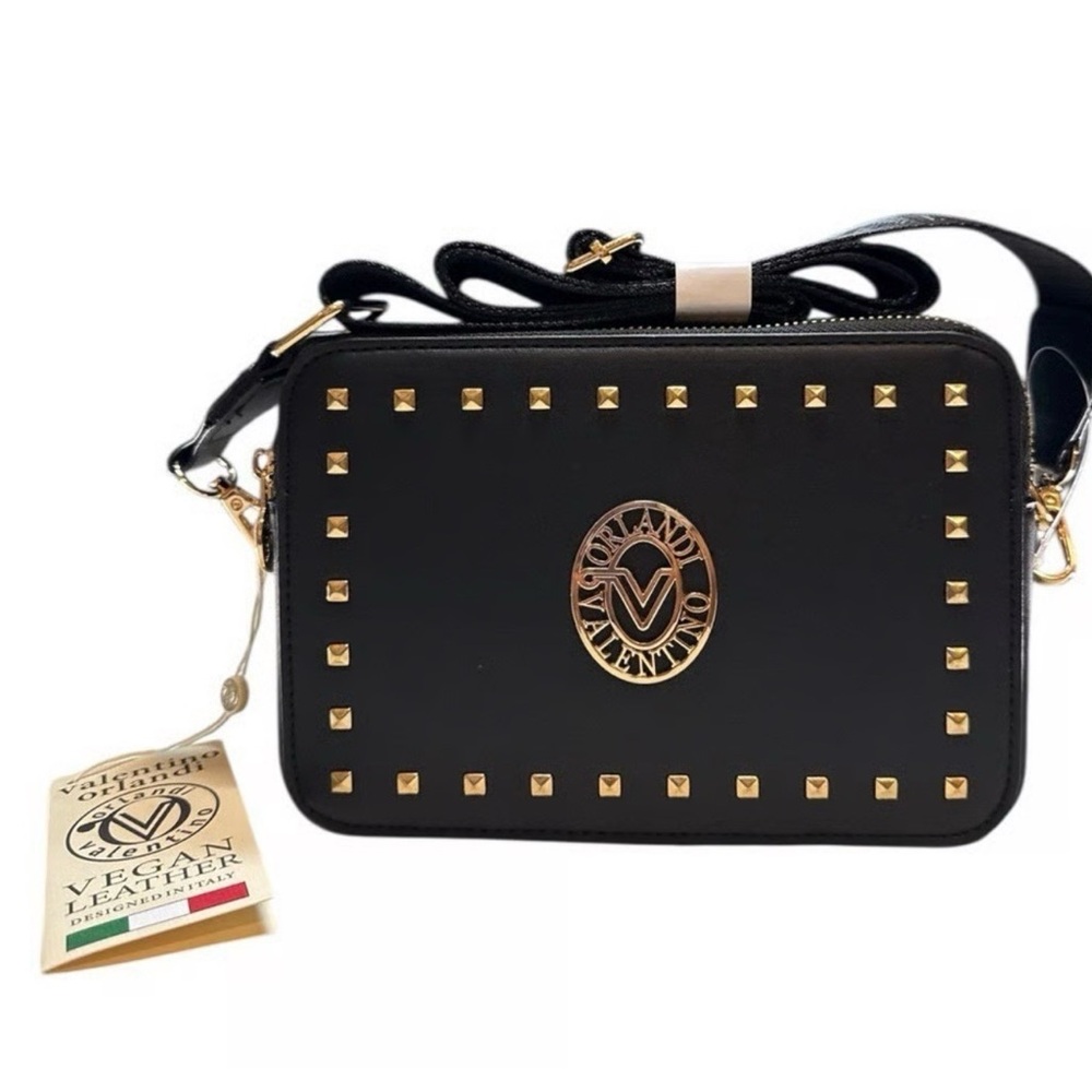 Valentino Orlandi Black Crossbody with Gold Accents
